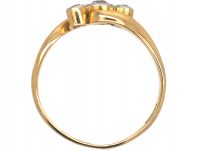 Edwardian 18ct Gold & Platinum, Three Stone Diamond Crossover Ring