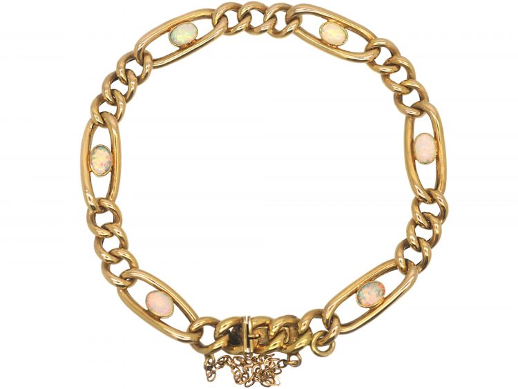 Edwardian 15ct Gold Bracelet set with Opals