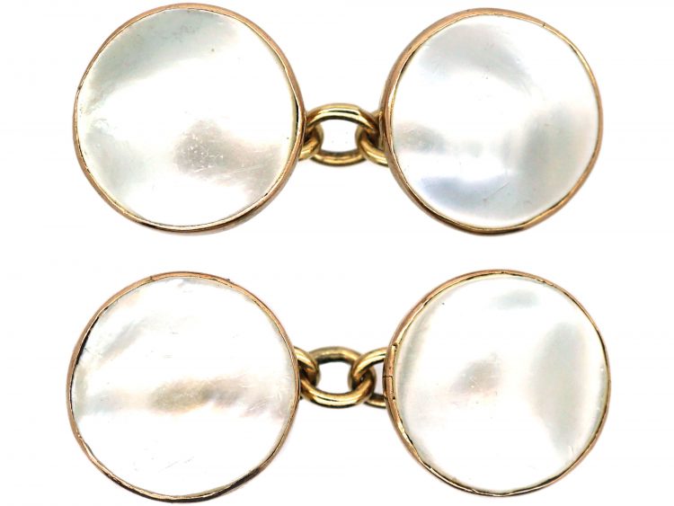 Art Nouveau 9ct Gold & Blister Pearl Cufflinks