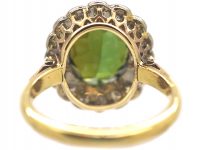 18ct Gold & Platinum, Green Tourmaline & Diamond Cluster Ring