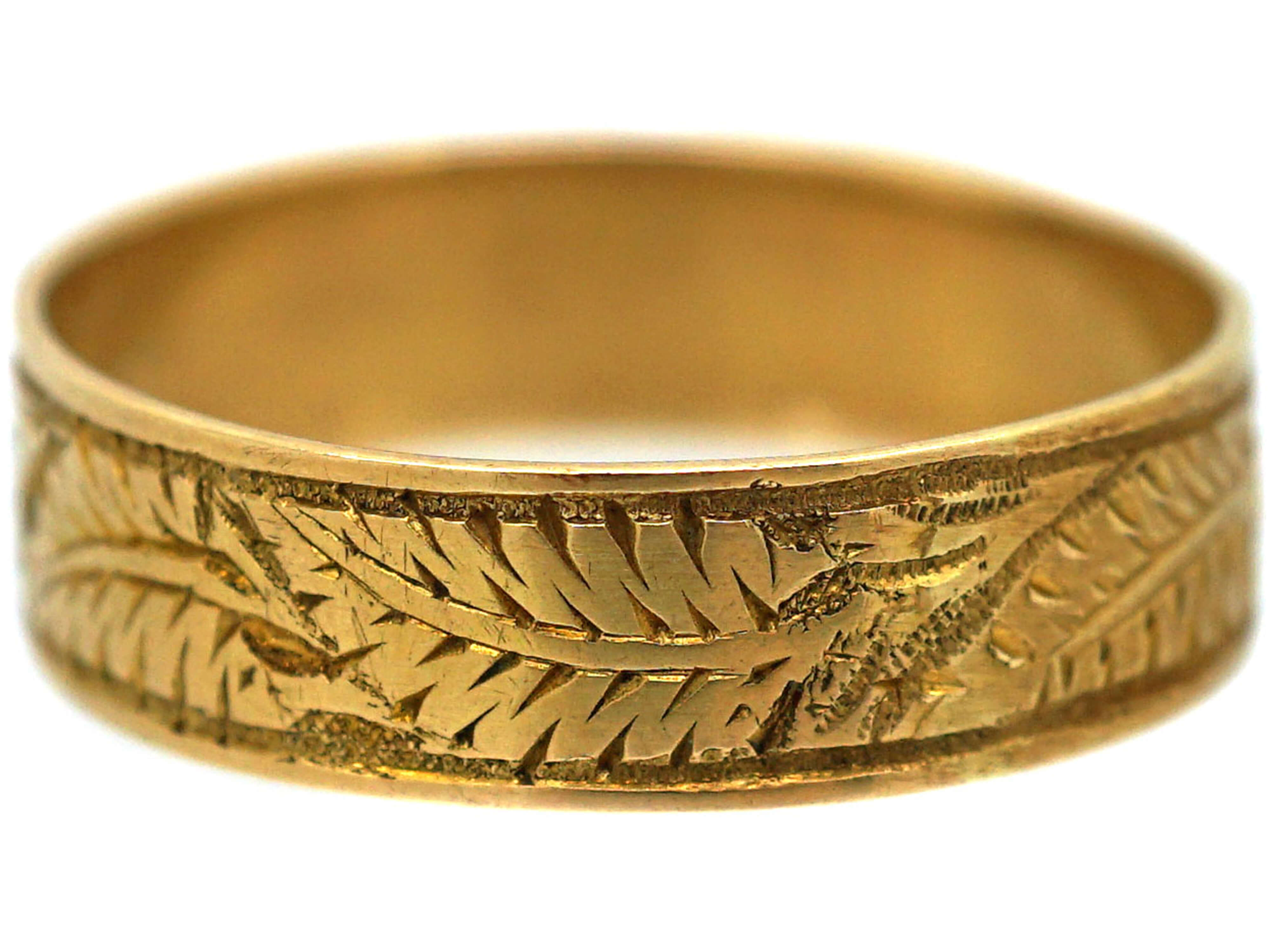 Victorian 18ct Gold Wedding Ring with Fern & Ivy Motifs (83R) | The ...