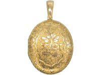 Large Victorian 15ct Gold Oval Engraved Locket
