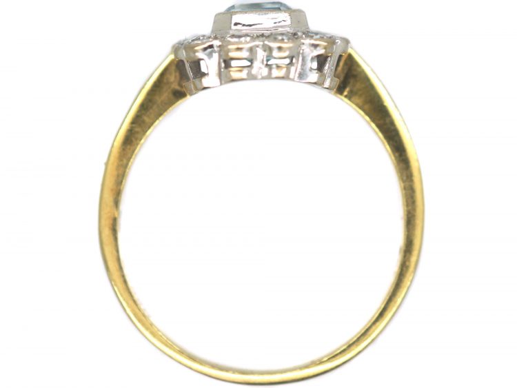 18ct Gold, Aquamarine & Diamond Cluster Ring