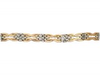 Edwardian 15ct Gold & Platinum Two Colour Gate Bracelet