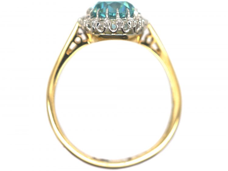18ct Gold & Platinum, Diamond & Zircon Cluster Ring