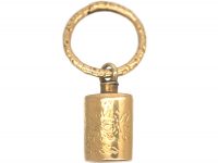9ct Gold Engraved Scent Bottle Pendant on a Georgian Split Ring