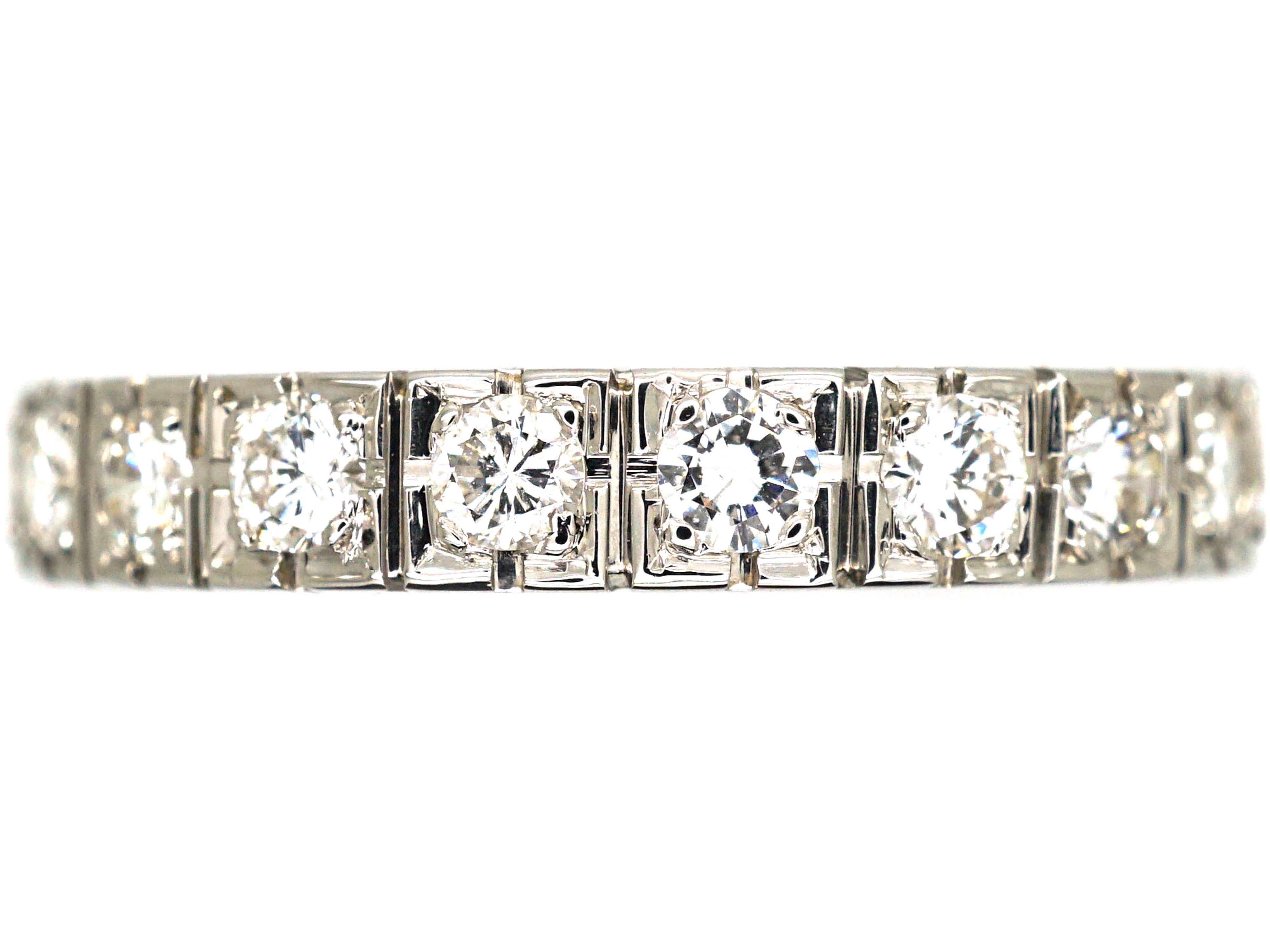 Art Deco French 18ct White Gold & Diamond Eternity Ring (922P) | The