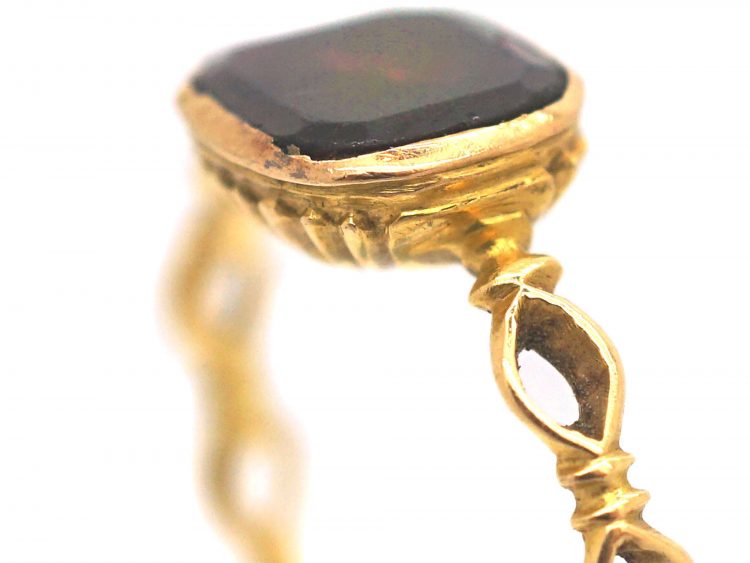 Georgian 18ct Gold & Flat Cut Garnet Ring