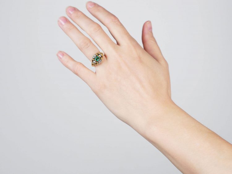 18ct Gold, Emerald & Diamond Ring