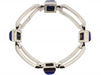 French Art Deco 18ct White Gold & Lapis Lazuli Bracelet