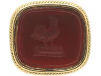 William IV 18ct Gold Seal with Carnelian Intaglio of a Cockerel