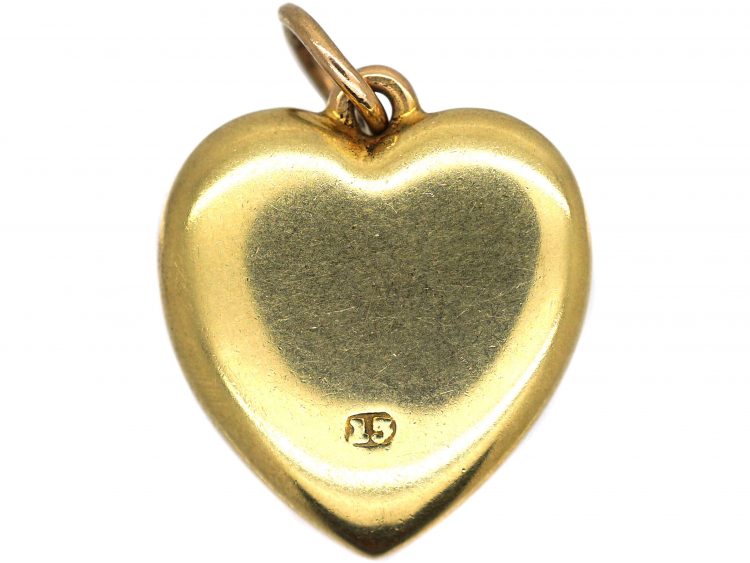 Edwardian 15ct Gold Heart Pendant set with a Natural Split Pearl
