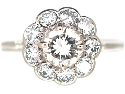 Edwardian Platinum, Diamond Daisy Cluster Ring