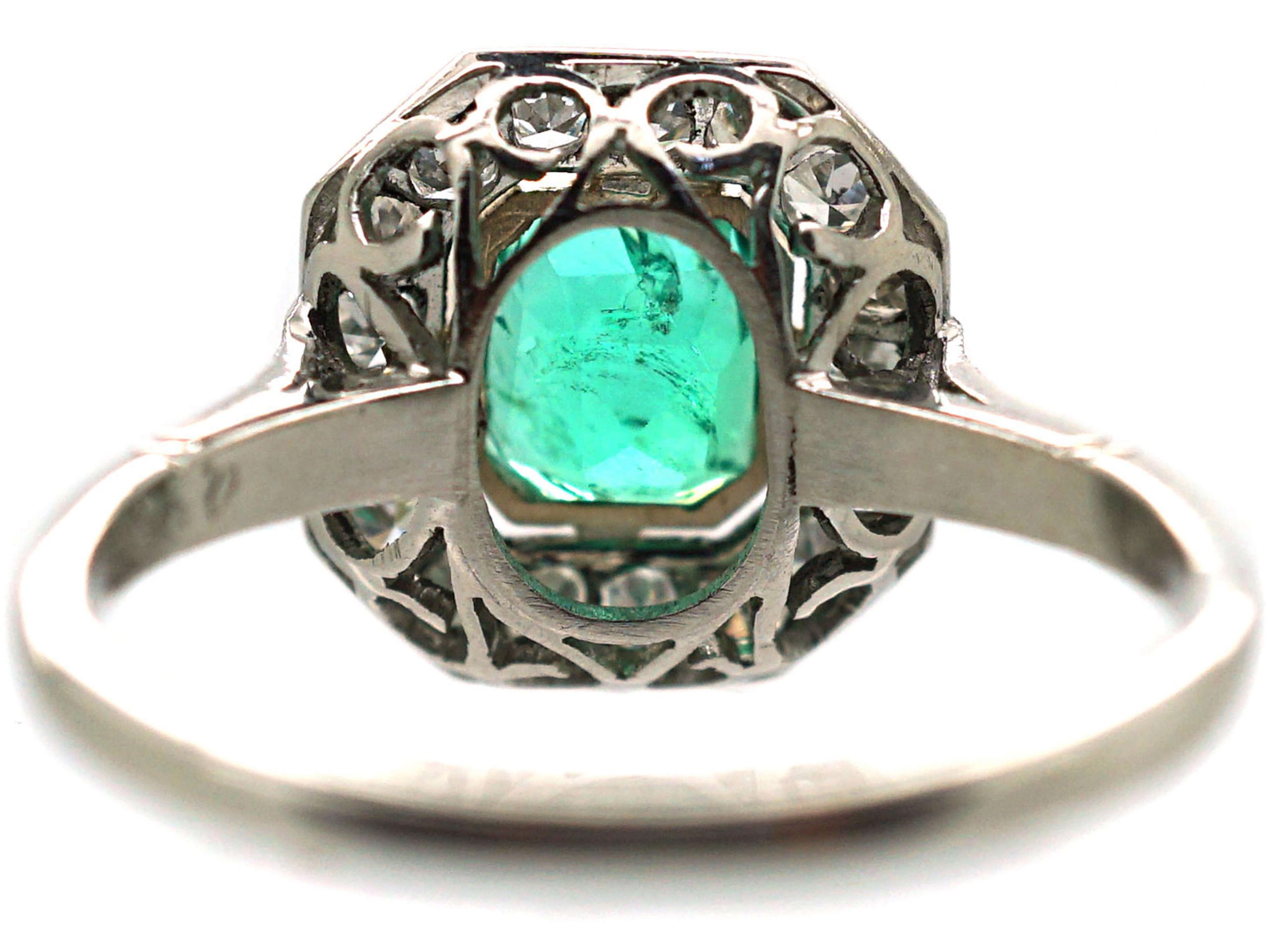 Art Deco Platinum, Emerald & Diamond Octagonal Cluster Ring (167R ...