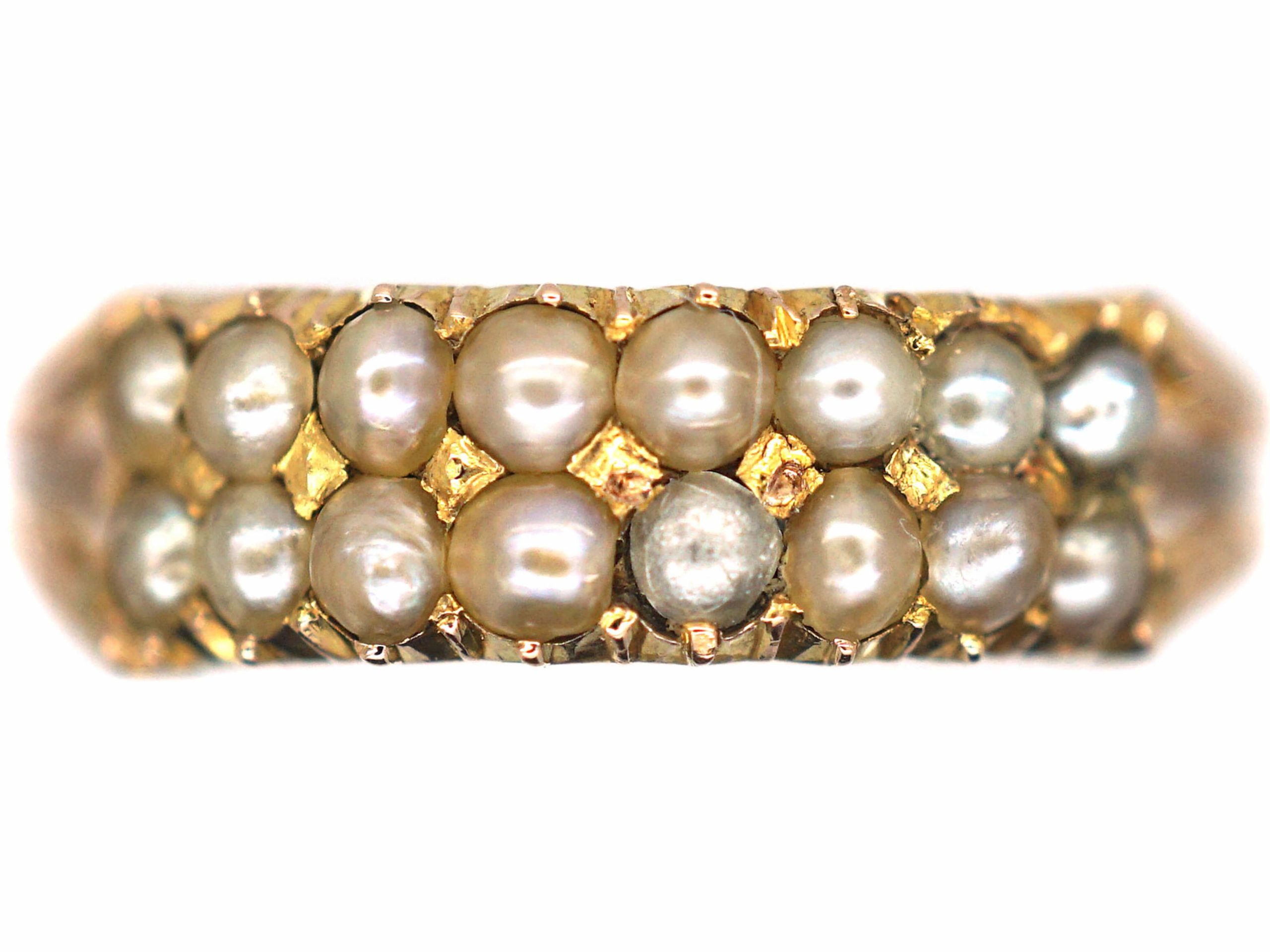 Regency 9ct Gold & Natural Split Pearl Two Row Ring Regency 9ct Gold & Natural Split Pearl Two Row Ring
