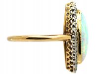 French 18ct Gold Belle Epoque Opal & Rose Diamond Marquise Ring