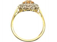 18ct Gold & Platinum, Yellow Sapphire & Diamond Cluster Ring