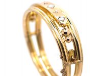 Victorian 9ct Gold Bangle set with Opals & Diamonds