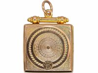 Edwardian 9ct Gold Back & Front Square Locket with Engine Turned Detail