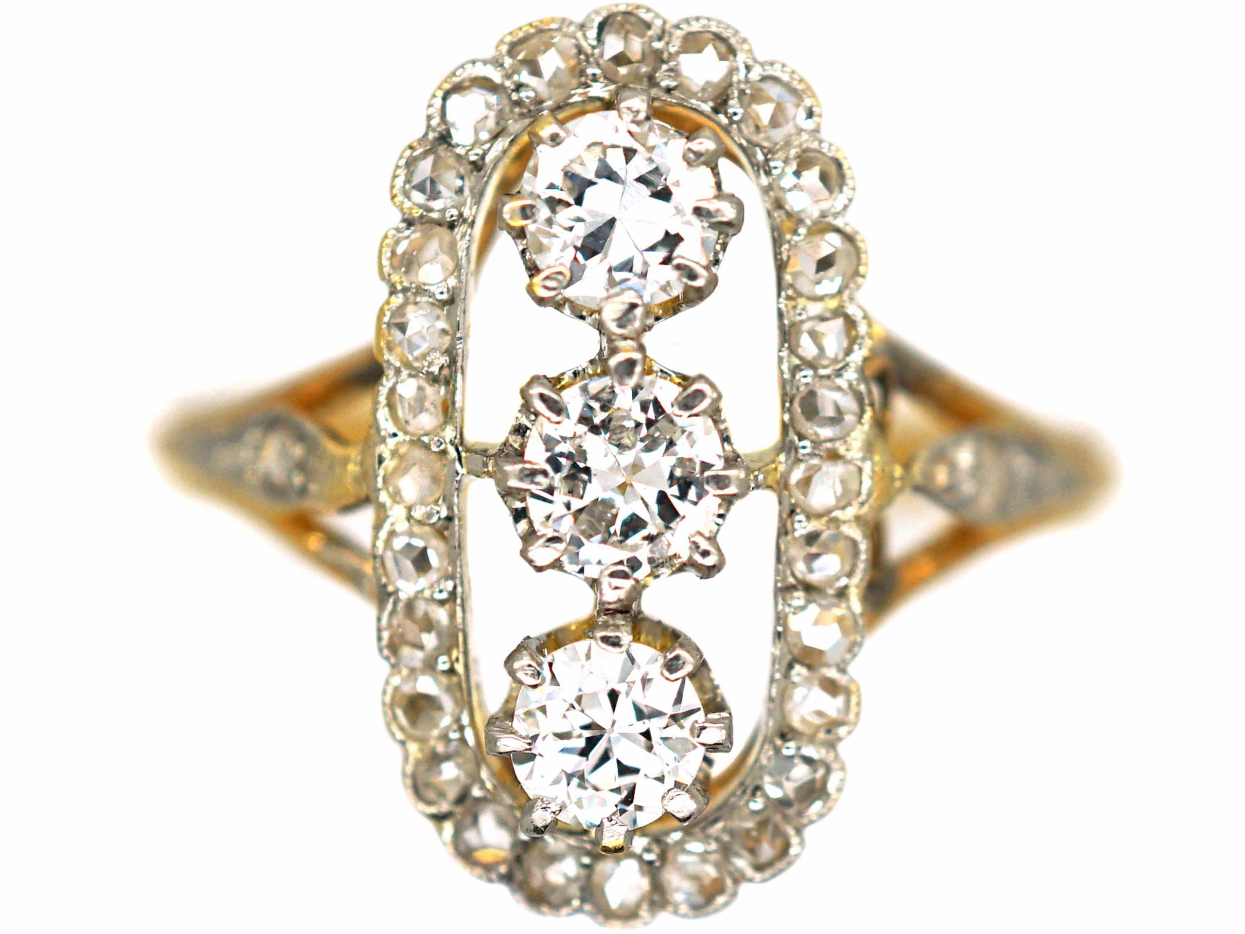 Art Deco 18ct Gold & Platinum, Oval Diamond & Rose Diamond Cluster Ring Art Deco 18ct Gold & Platinum, Oval Diamond & Rose Diamond Cluster Ring