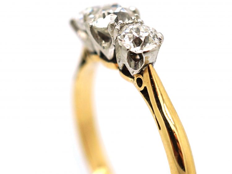 Art Deco 18ct Gold Three Stone Diamond Ring