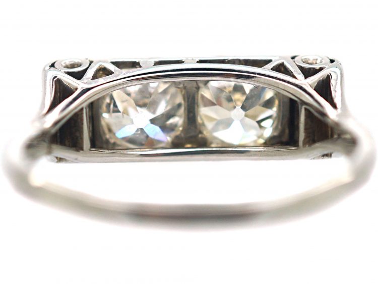 Art Deco 18ct White Gold, Two Stone Diamond Ring