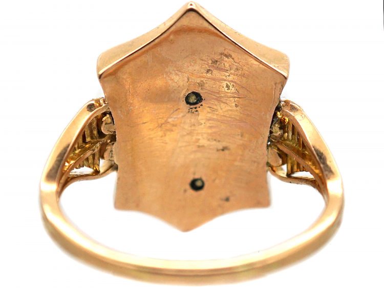 19th Century 18ct Gold & Onyx Ring with Coronet & Two Keys