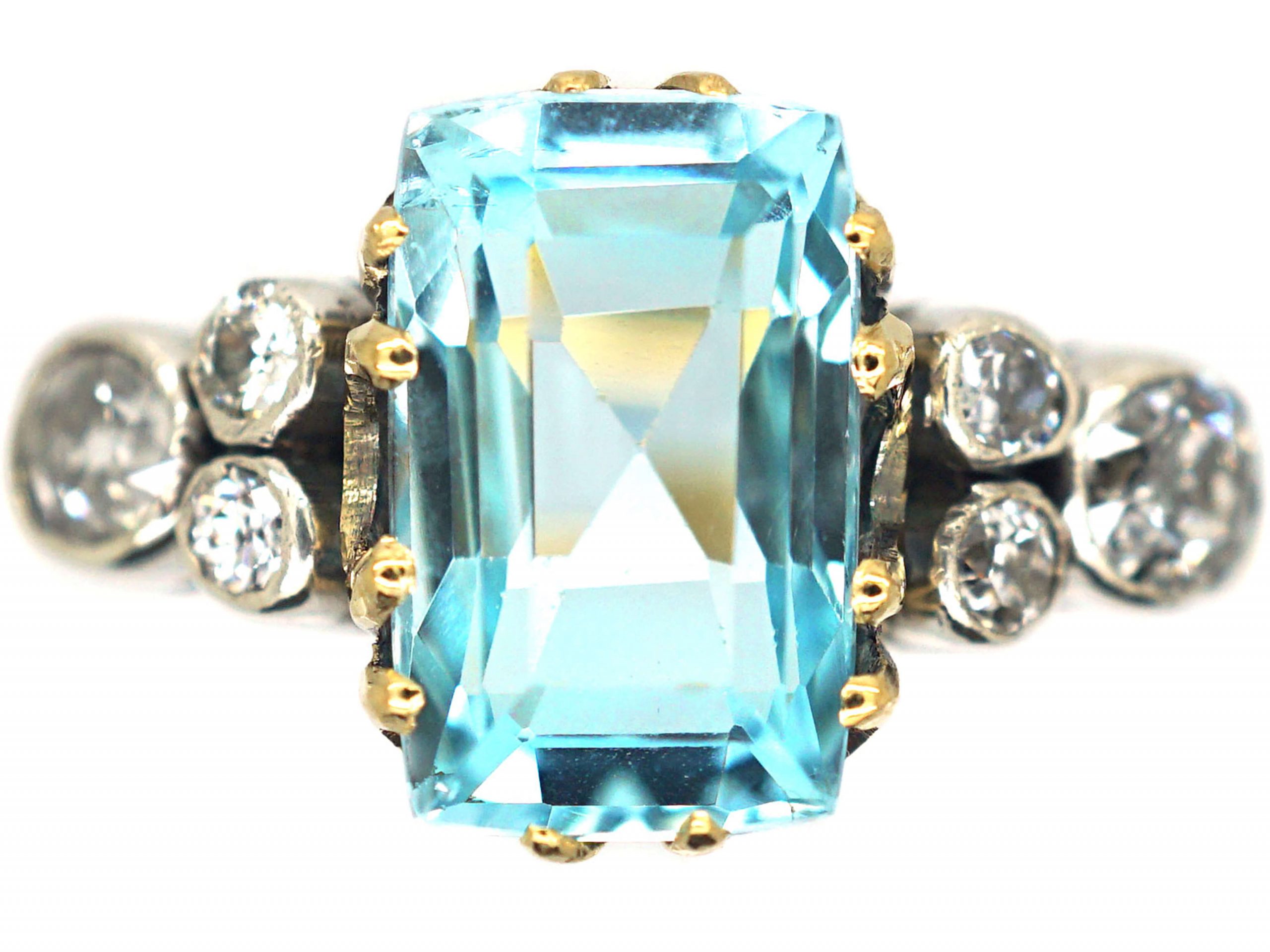 Edwardian 18ct Gold & Platinum, Aquamarine & Diamond Ring (199R) | The ...