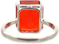Art Deco 18ct White Gold & Fire Opal Ring