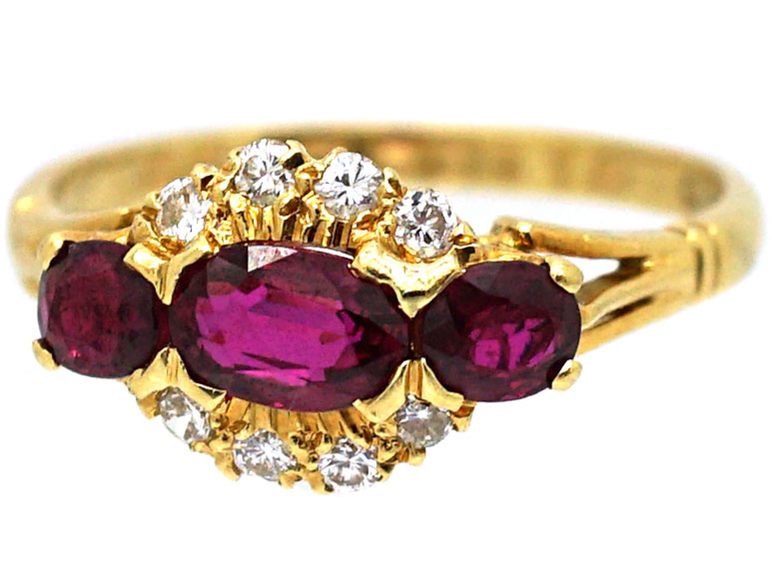 18ct Gold Three Stone Ruby & Diamond Ring by Mappin & Webb (172R) | The ...