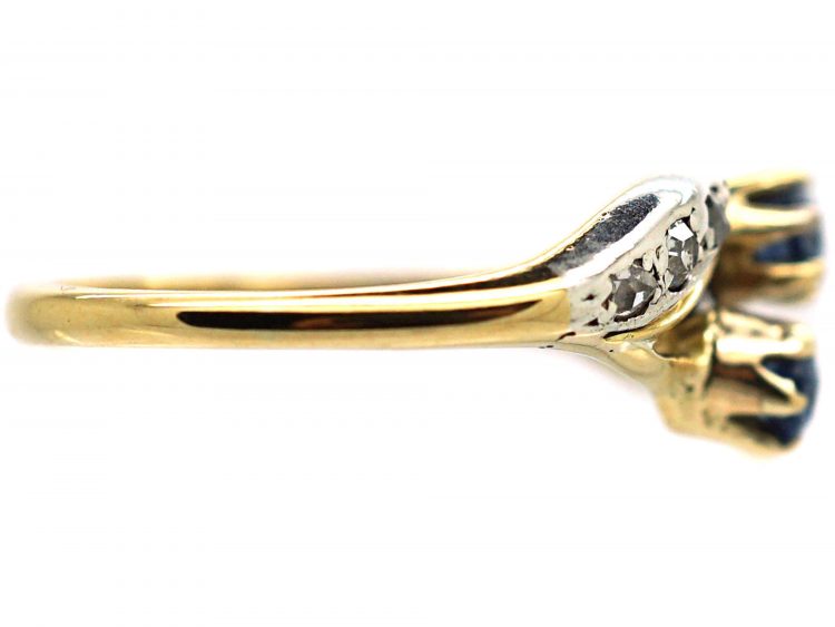 Art Nouveau 18ct Gold & Platinum, Sapphire & Diamond Ring