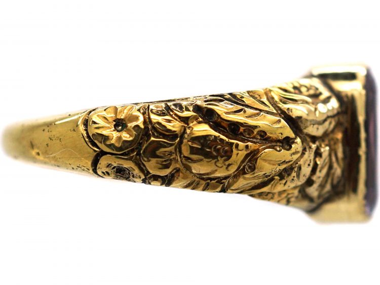 Georgian 18ct Gold & Foiled Amethyst Ring