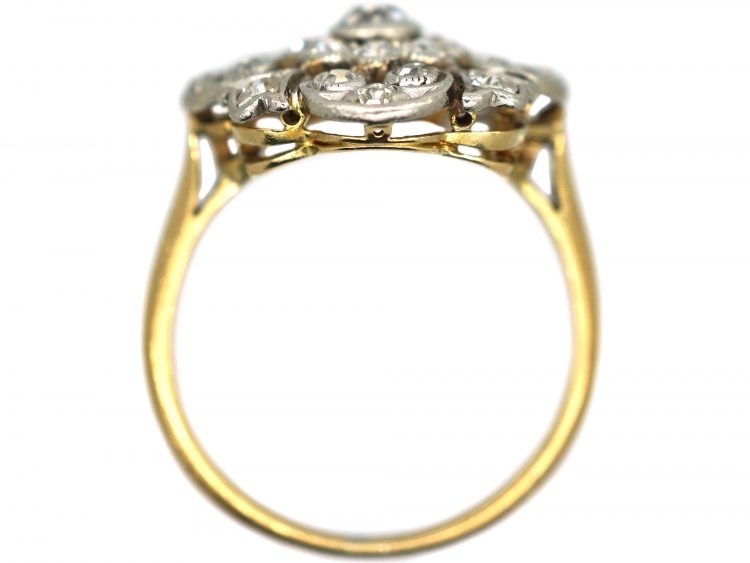 Edwardian 18ct Gold & Platinum, Diamond Openwork Cluster Ring