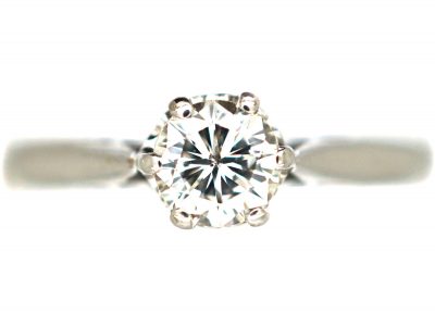 Art Deco 18ct White Gold Diamond Solitaire Ring