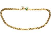 Georgian 18ct Gold Chain with Three Colour Gold Hand Clasp set with Turquoise & a Garnet