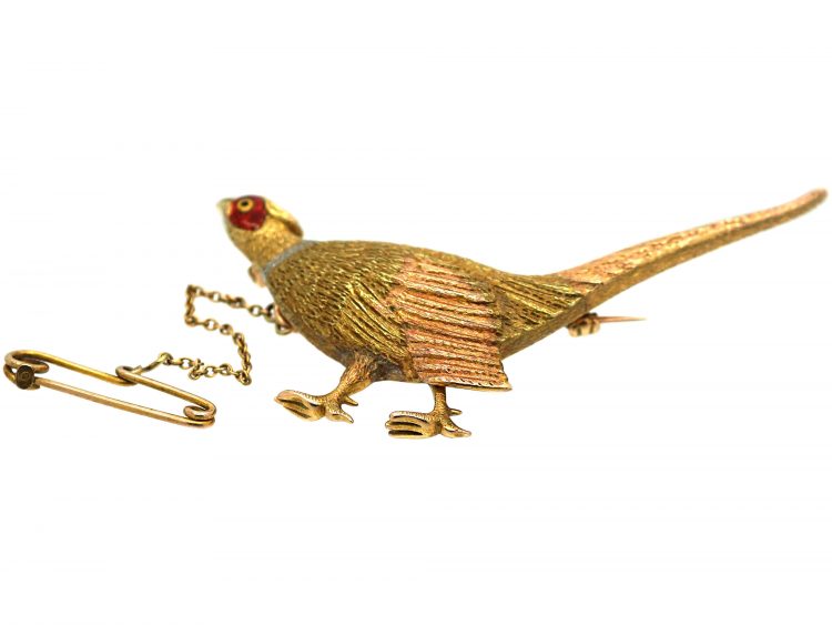 thumbnail image 2 of British Hand Crafted Pewter Flushed Pheasant Pin Brooch – Hunting & Shooting Bird Theme, Artisan Made In UK 2 of 3