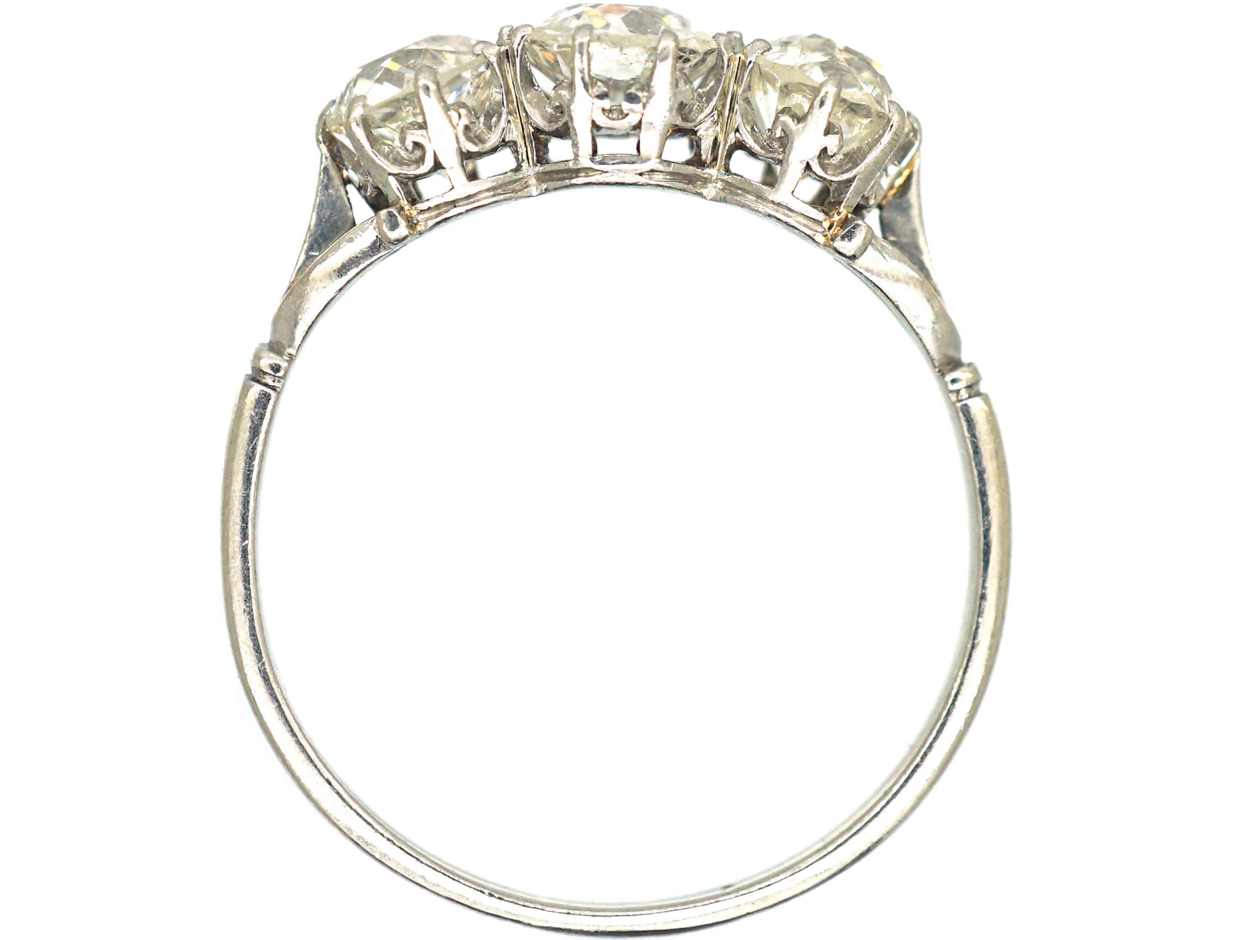 Edwardian Platinum, Three Stone Diamond Ring (191R) | The Antique ...