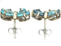 18ct White Gold, Aquamarine & Diamond Butterfly Earrings