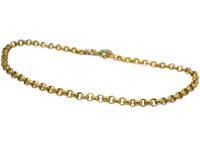 Georgian 18ct Gold Chain with Three Colour Gold Hand Clasp set with Turquoise & a Garnet