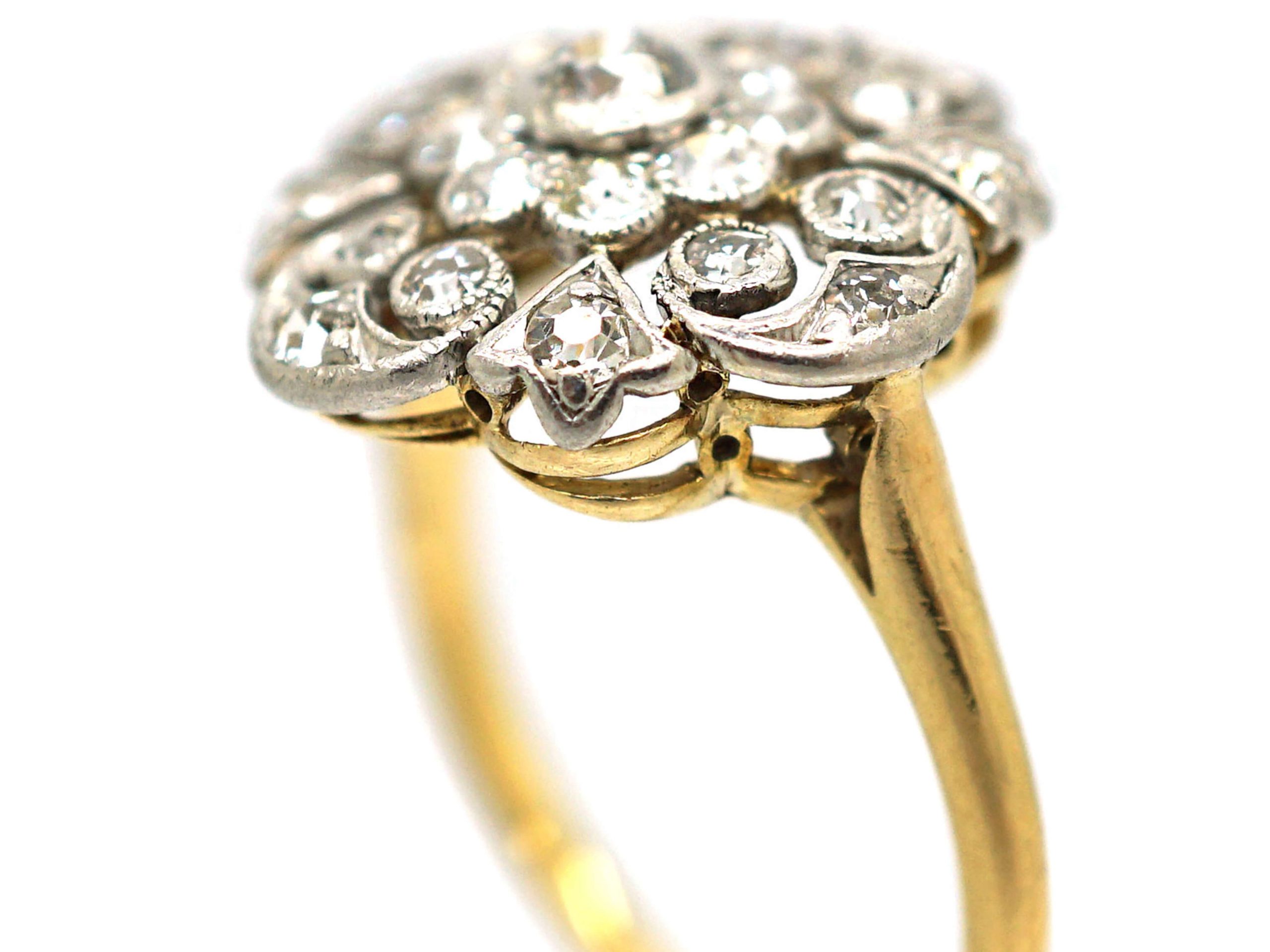 Edwardian 18ct Gold & Platinum, Diamond Openwork Cluster Ring (125R ...