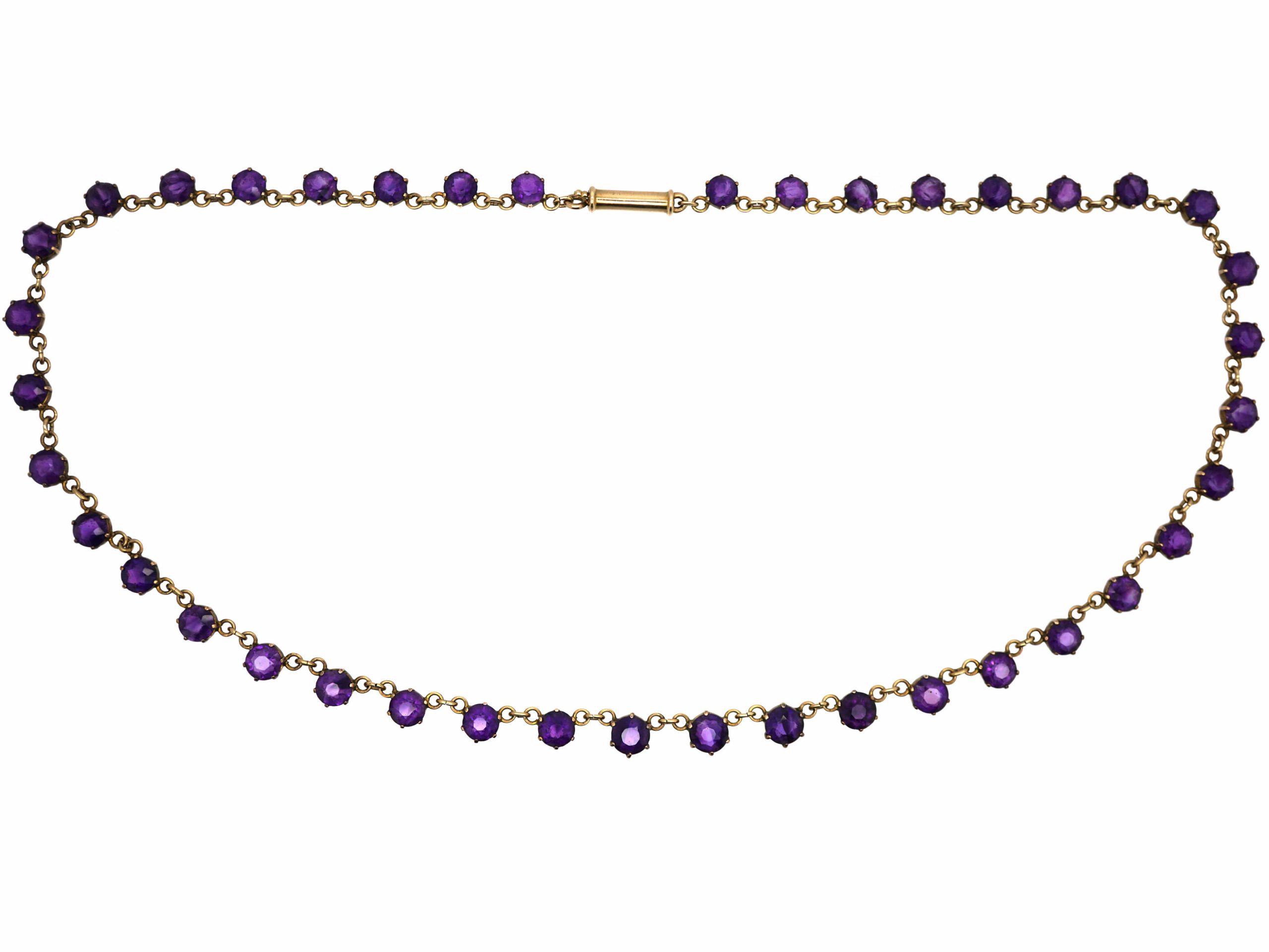 Edwardian 9ct Gold And Amethyst Necklace 874r The Antique Jewellery