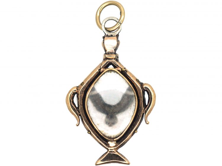Georgian Urn Shaped Pendant set with Natural Split Pearls & Garnets with Hinged Locket on the Reverse