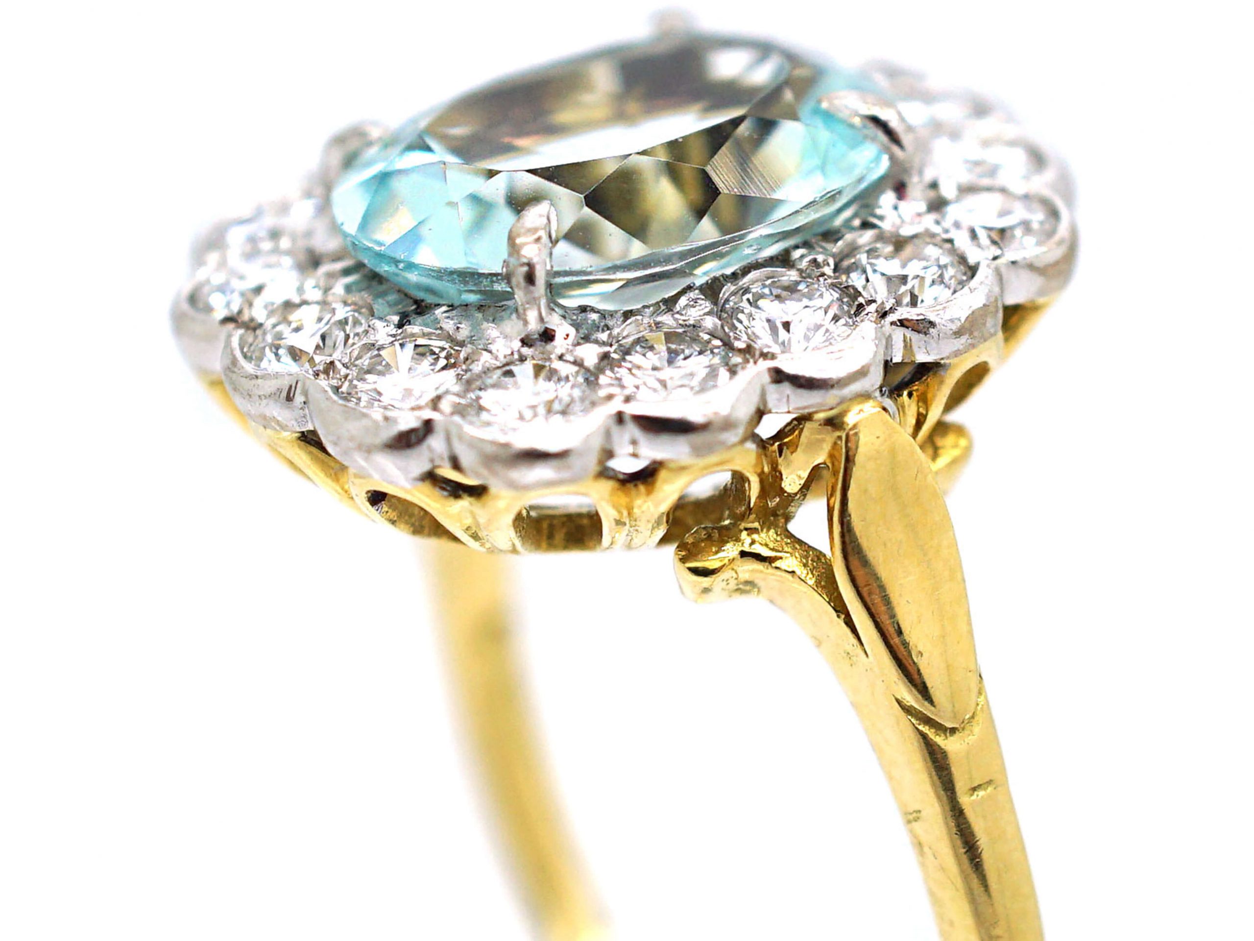 A fine Aquamarine and Diamond cluster ring