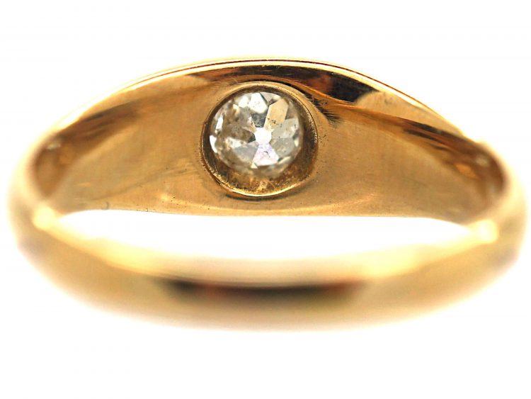 Victorian 18ct Gold & Diamond Solitaire Gypsy Ring