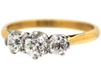 Art Deco 18ct Gold Three Stone Diamond Ring