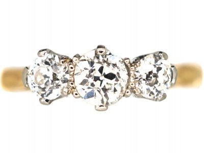Art Deco 18ct Gold Three Stone Diamond Ring