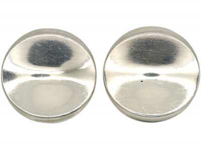 1950s Silver Concave Disc Earrings by Georg Jensen
