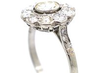 Art Deco Platinum & Diamond Daisy Cluster Ring