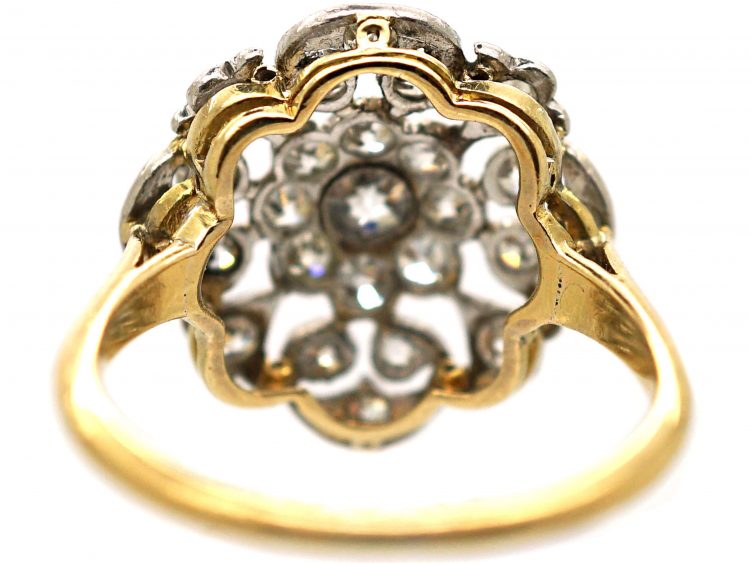 Edwardian 18ct Gold & Platinum, Diamond Openwork Cluster Ring