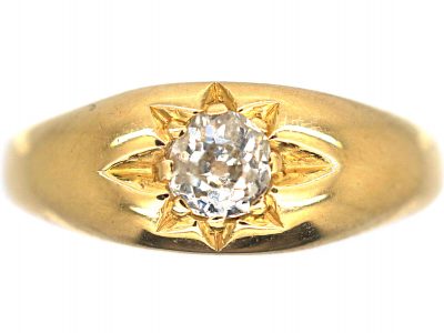 Victorian 18ct Gold & Diamond Solitaire Gypsy Ring